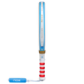 Load the image into the gallery view, Perfil lateral del marco blanco y celeste con cordón de seguridad de la pala Nox AT10 Genius Argentina LTD