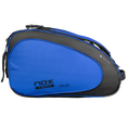 Load the image into the gallery view, Paletero de pádel Nox ML10 Team en color azul brillante y negro. Bolsa funcional con espacio reforzado para palas de pádel, compartimento central espacioso y bolsillos exteriores para objetos personales.