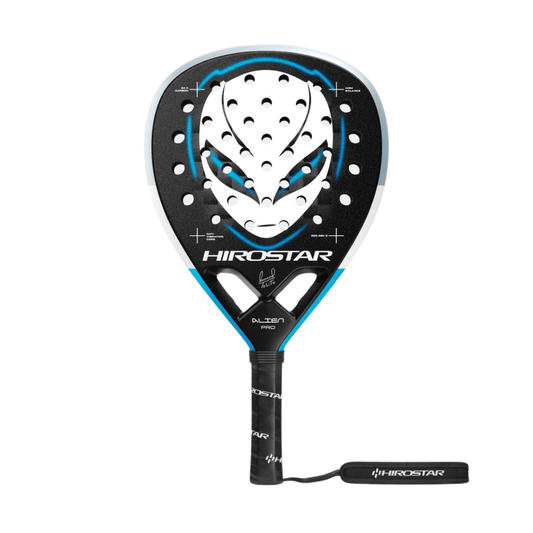 Pala de pádel Hirostar Alien Pro 2026 edición oficial Tolito Aguirre en color negro y azul.