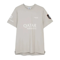 Load the image into the gallery view, Camiseta de juego de padel Nox linea Sponsors AT10 año 2026 en tono gris claro con  logotipos del jugador Agustin Tapia.
