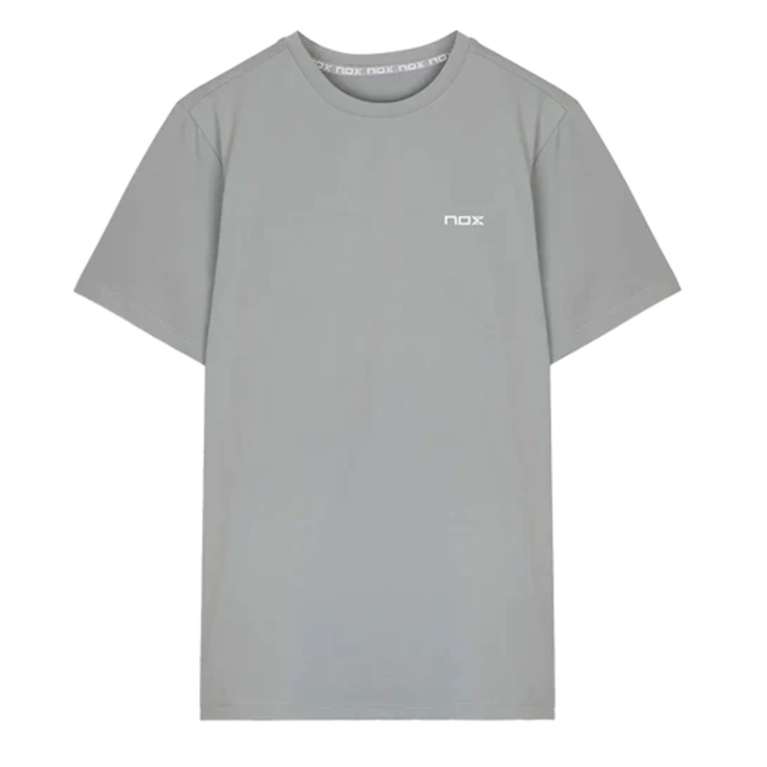 Camiseta de pádel Nox Team Regular Gris, ideal para partidos y entrenamientos intensos en México