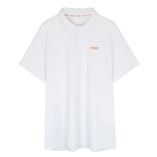 Playera tipo polo de pádel Nox Team Regular Blanca para un look elegante en Padel Storage México