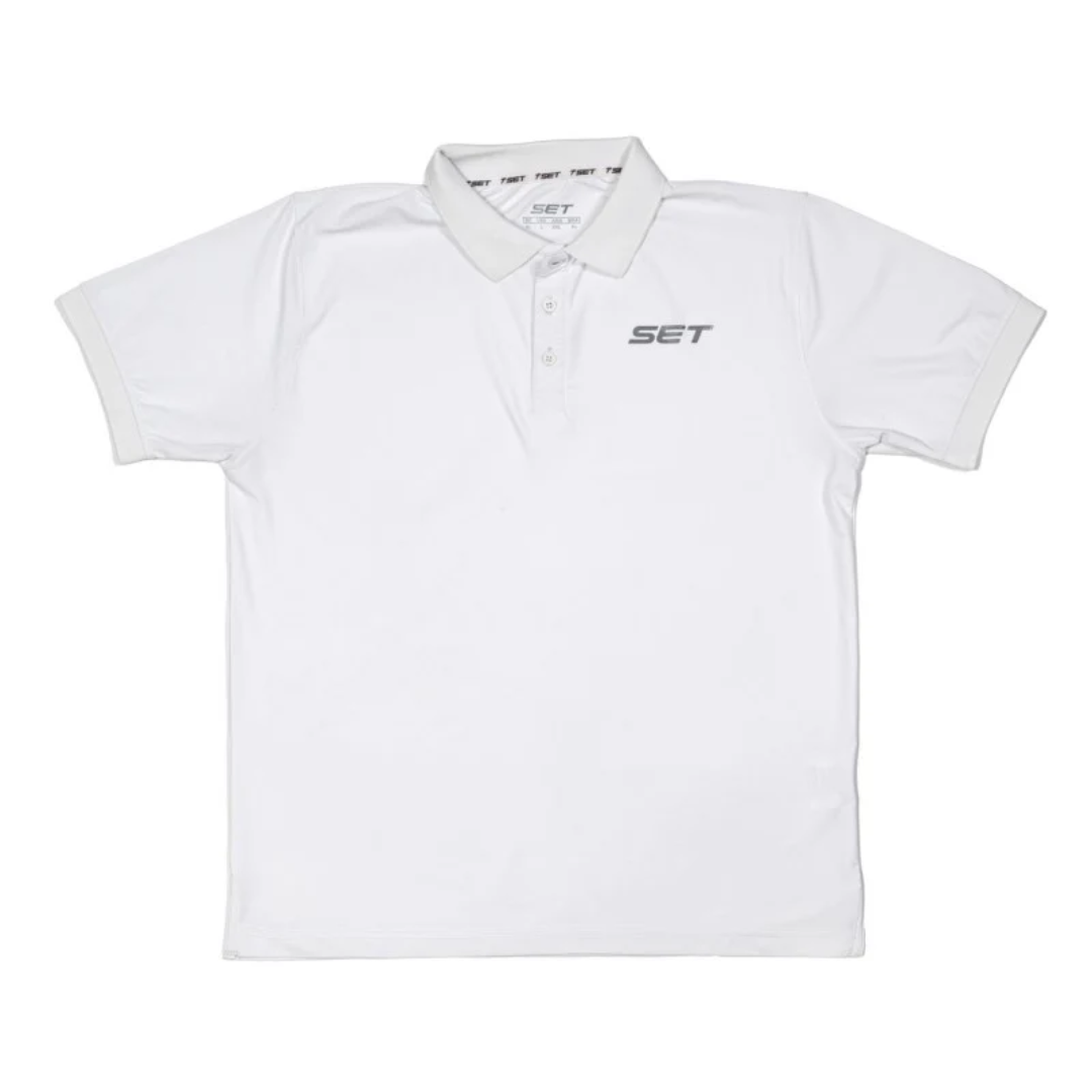 Camisa tipo Polo de pádel marca Set en color Blanco, elegancia técnica en Padel Storage México