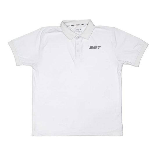 Camisa tipo Polo de pádel marca Set en color Blanco, elegancia técnica en Padel Storage México