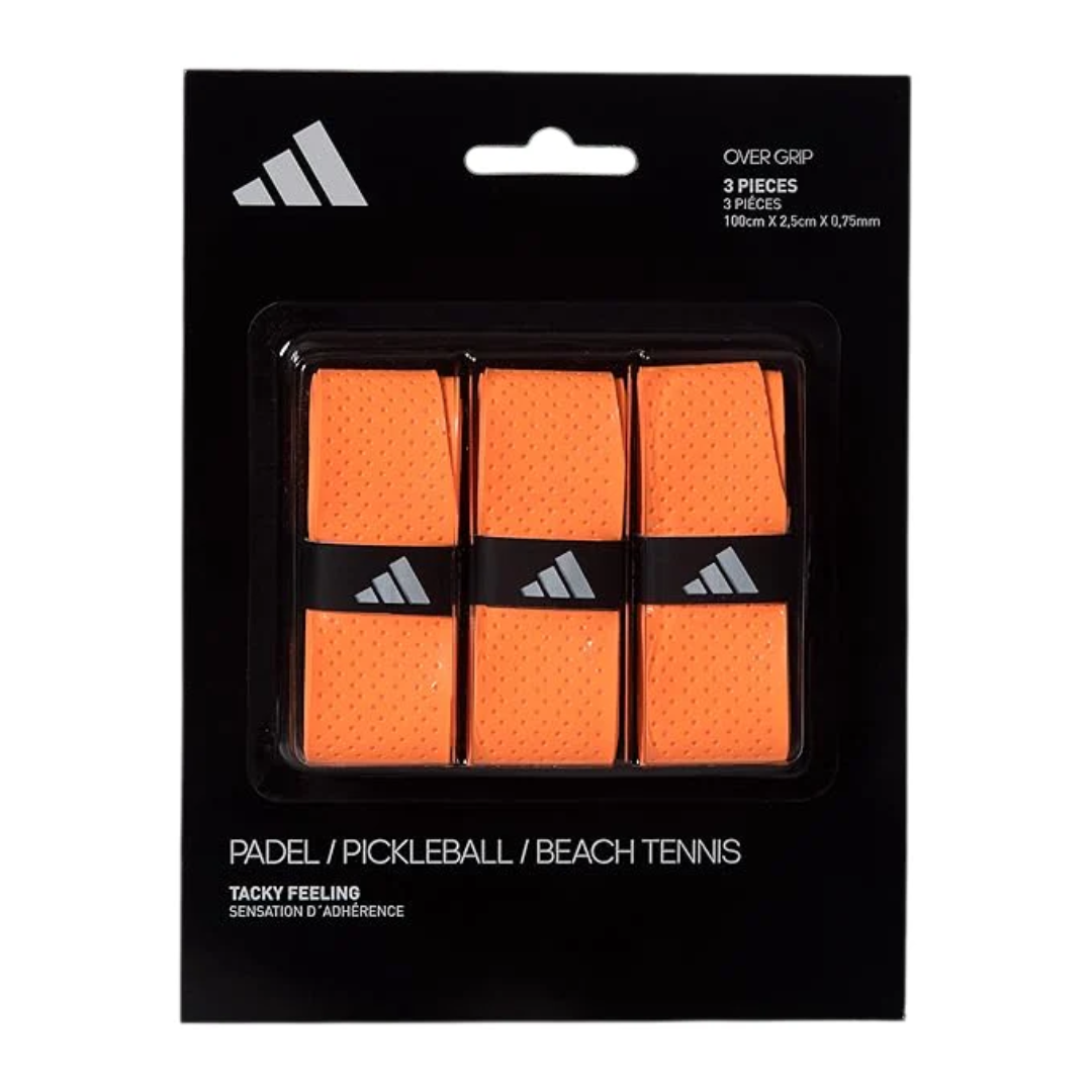Pack de 3 overgrips Adidas Tacky Feeling Naranja Perforado disponible en Pádel Storage México