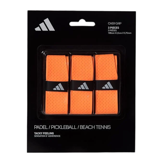 Pack de 3 overgrips Adidas Tacky Feeling Naranja Perforado disponible en Pádel Storage México