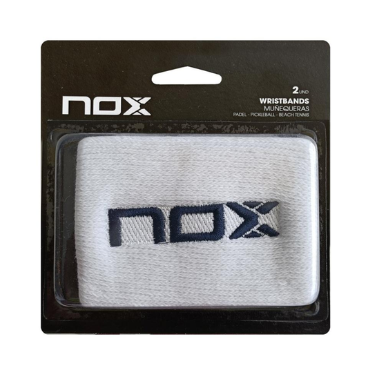 Muñequeras de pádel Nox en color Blanco y Azul, confort y suavidad en Pádel Storage México