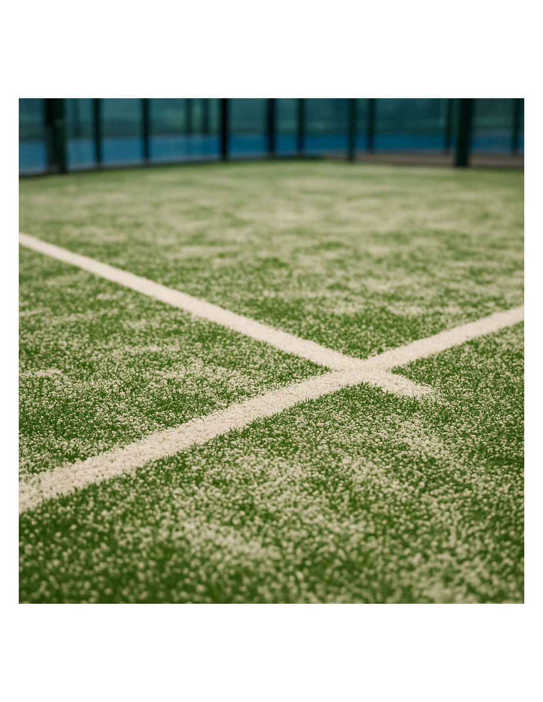 Pasto sintetetico de cancha de padel con relleno de arena silica visto desde arriba 