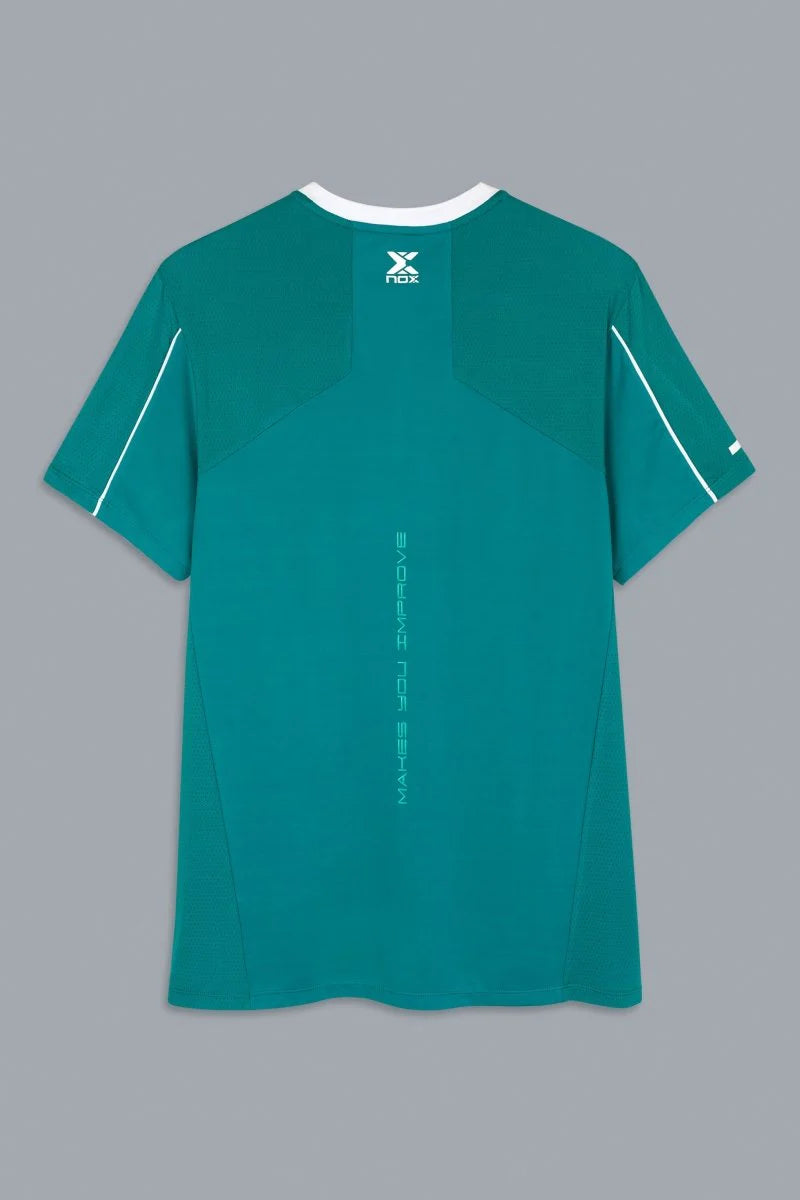 Espalda de camiseta Nox Pro Verde-Diseño ergonómico para libertad de movimiento en pádel