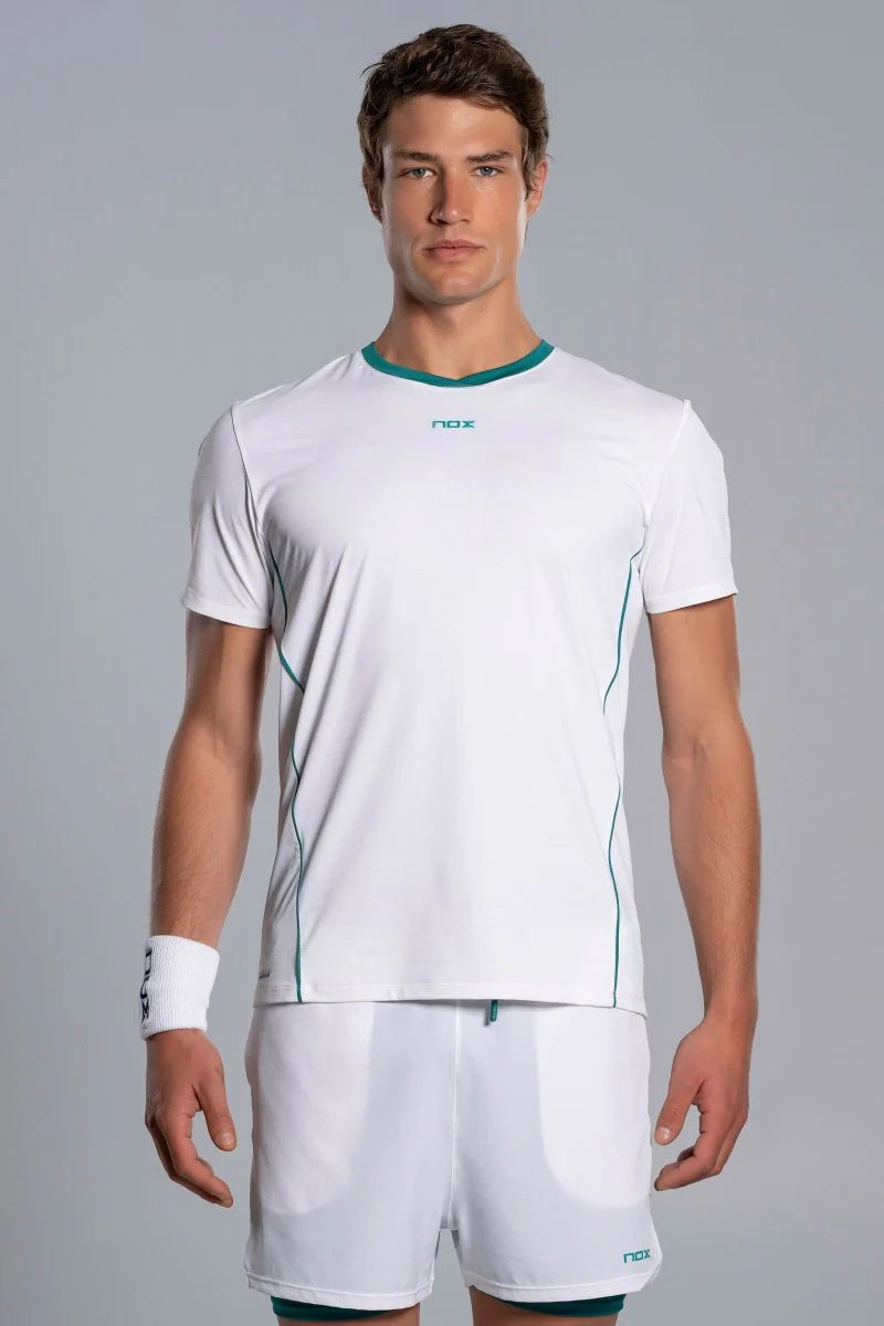 Conjunto de pádel Nox Pro Blanco- Estilo elegante y minimaslita para torneos y clubes 