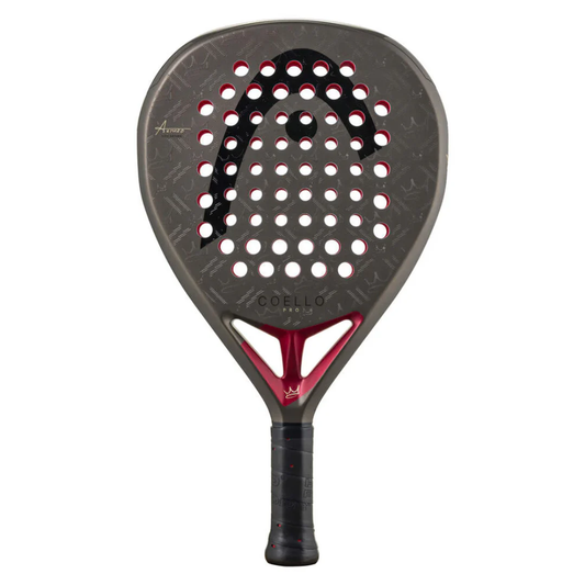 Pala de pádel Head Coello Pro 2026 gris oscuro con detalles rojo vino