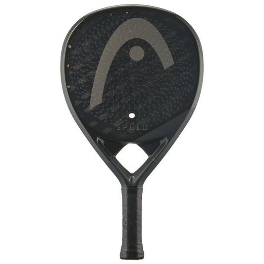 Pala de pádel Head Speed One 2025 en color negro mate. Diseño aerodinámico de un solo agujero para jugadore4s avanzados que buscan velocidad, potencia y un punto dulce optimizado en la pista. 