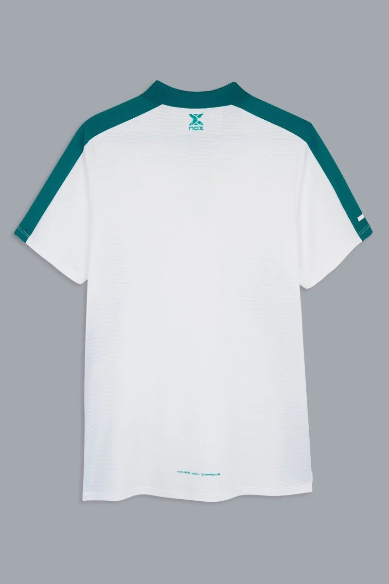 Corte trasero del Polo Nox Pro Blanco-Diseño ergonómico para libertad e hombros en el saque 